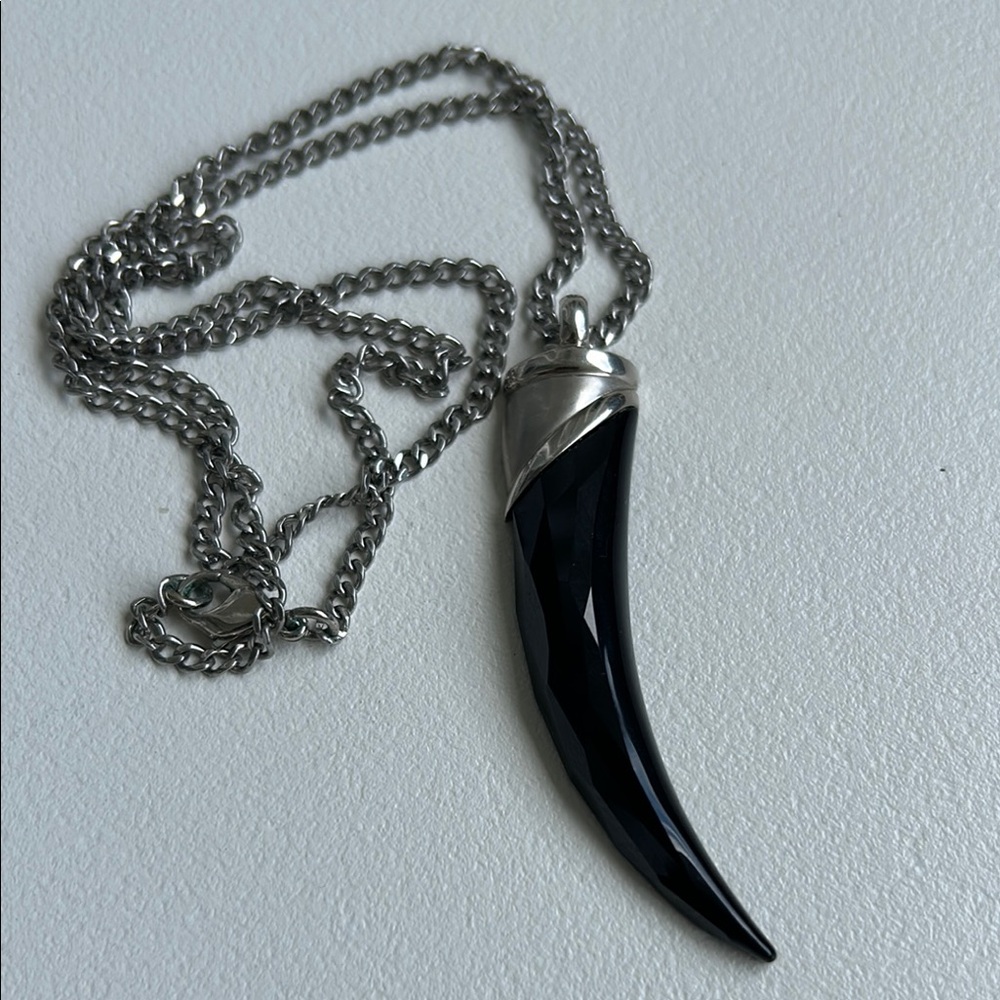 Black Swarovski Pendant Necklace with Silver Chain